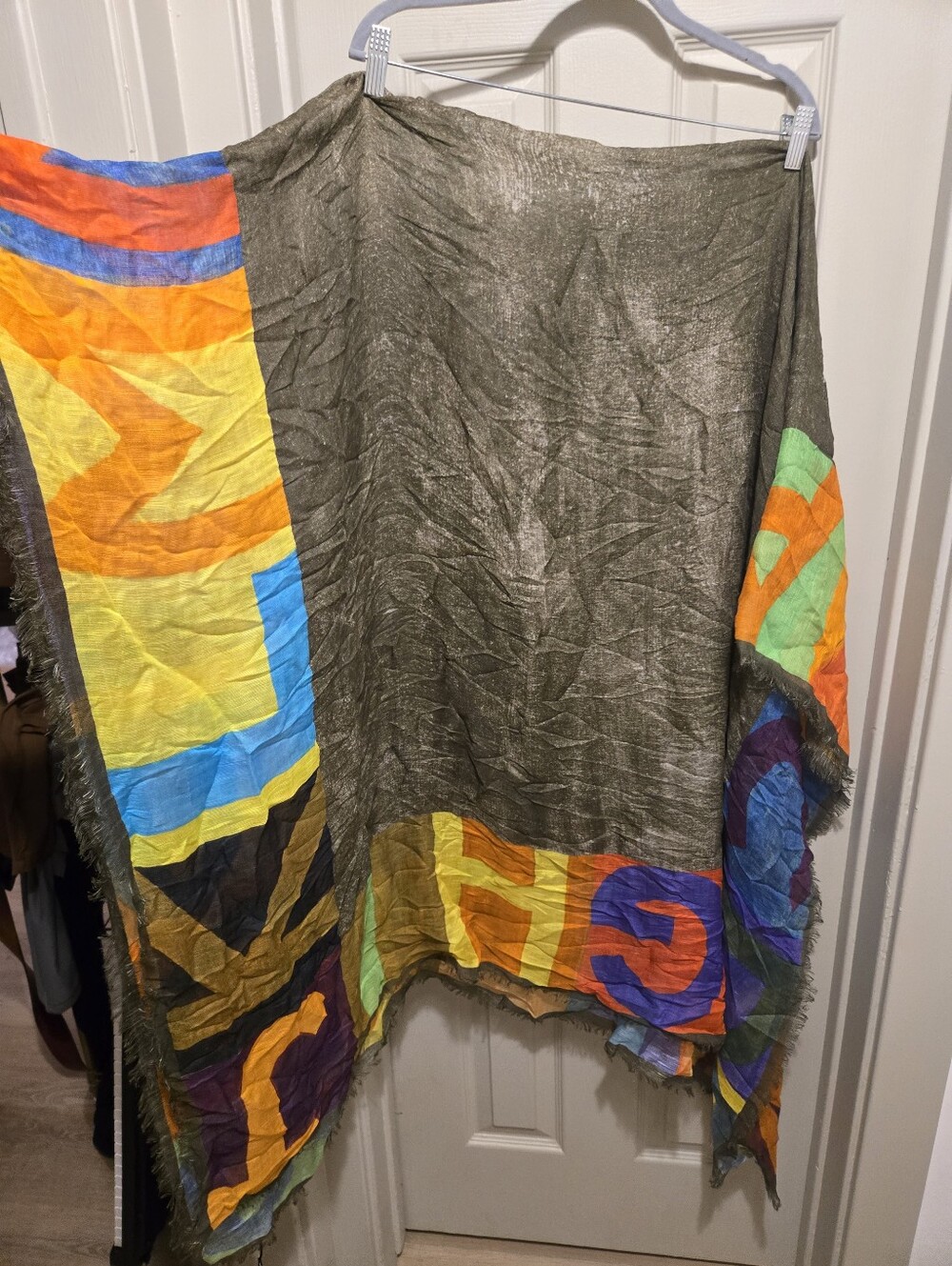 Franco Ferrari Alphabet Fringe Scarf 80" x 54" ($350 Retail) NWT
